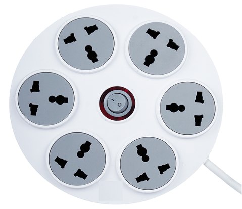 6A 6 Socket + 1 Push Switch